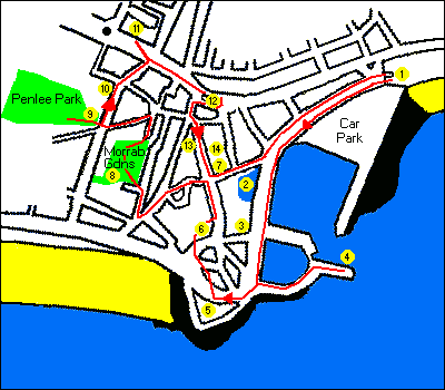 Penzance Twon Walk map